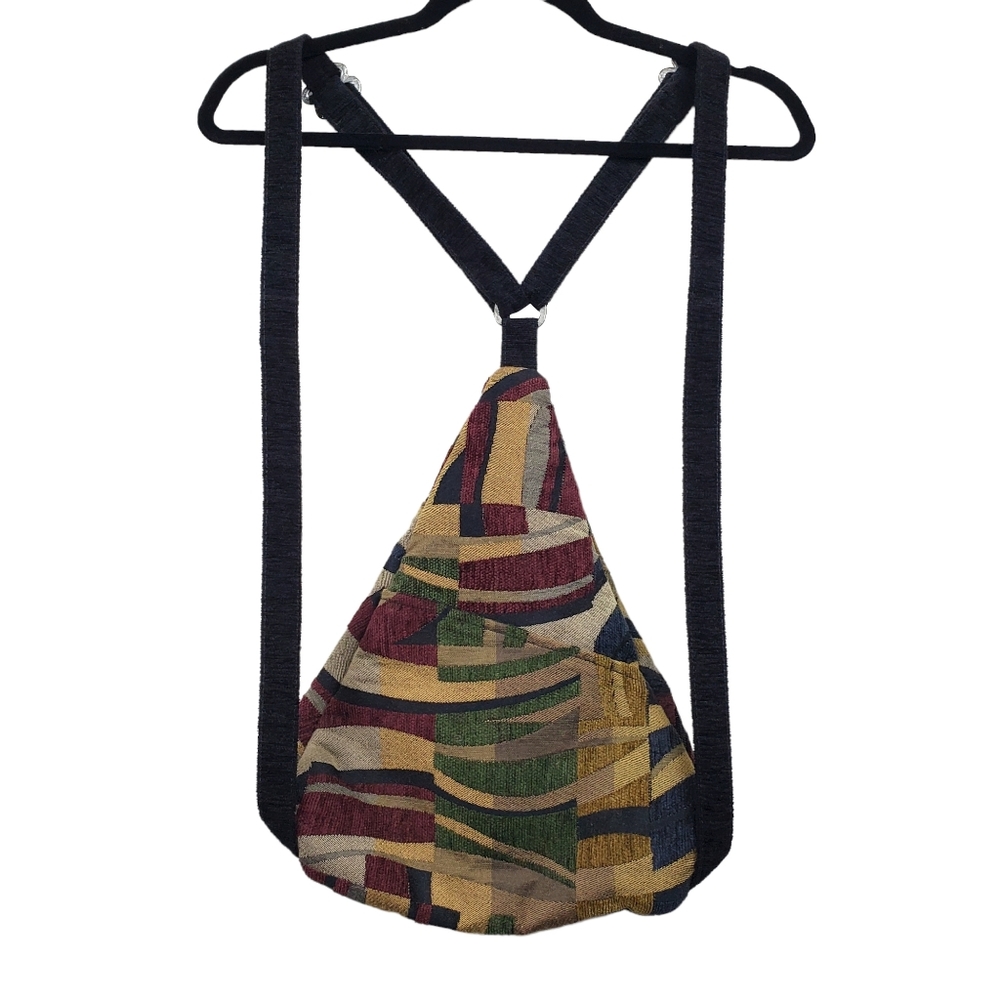 Erda Multicolor Patchwork Tapestry Triangle Backp… - image 2